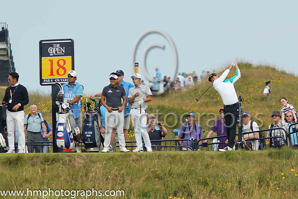 Bryson Dechambeau drived at the 17th on the second day of practice at the 2019 Open at Royal Portrush