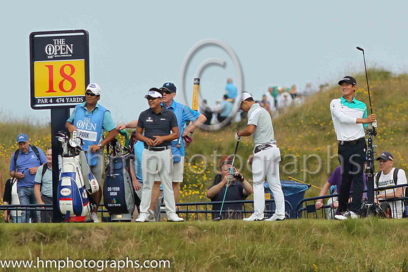 Bryson Dechambeau drived at the 17th on the second day of practice at the 2019 Open at Royal Portrush