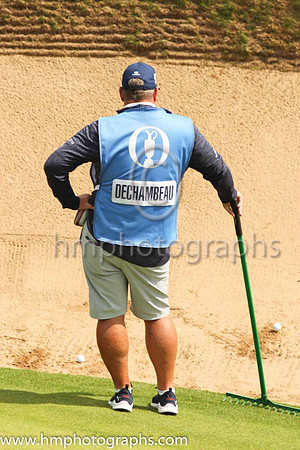 Bryson Dechambeau's caddie during practice at the 2019 Open at Royal Portrush