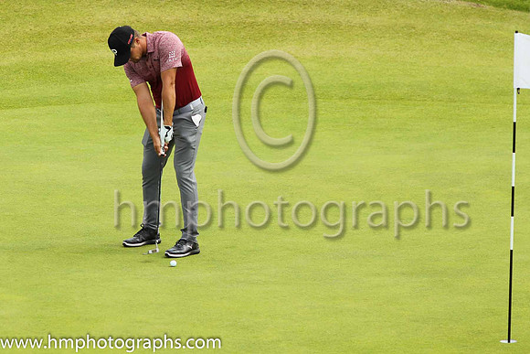 Bryson Dechambeau puts on the 17th green on the second day of practice at the 2019 Open at Royal Portrush