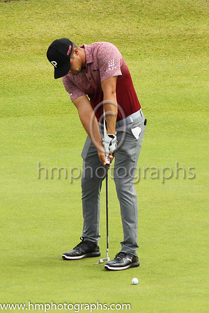 Bryson Dechambeau puts on the 17th green on the second day of practice at the 2019 Open at Royal Portrush