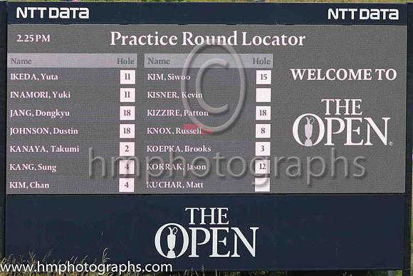Information Board at the 17th green on the second day of practice at the 2019 Open at Royal Portrush