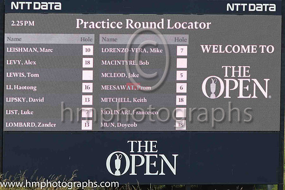 Infromation Board at the 17th green on the second day of practice at the 2019 Open at Royal Portrush