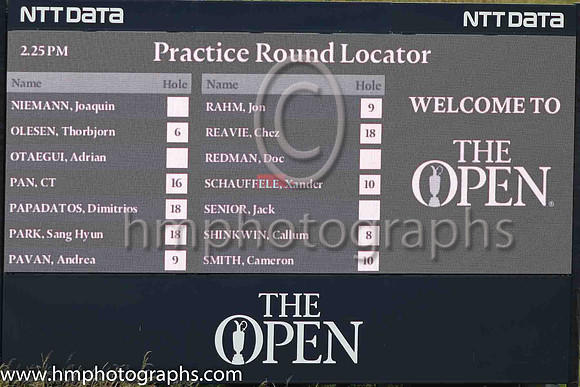 Information Board at the 17th green on the second day of practice at the 2019 Open at Royal Portrush