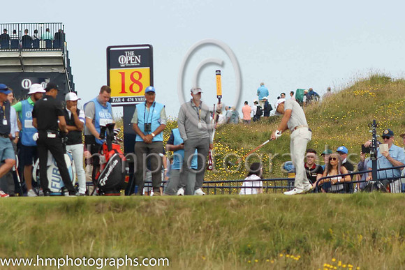 Haotong Li at the 18th tee during practice at the 2019 Open at Royal Portrush