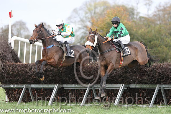 01 Mr Mountain and B O'Neill - - 01st (2 ,emerald green, orange spots ) Trainer - Donnchadh Doyle  04 Vicsaflia and Miss R Blackmore - - 04th (8 ,emerald green, black hollow box ) Trainer - Dermot McL