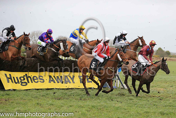 GOLDAZAR and D J McConville ( 5 , RED  WHITE STRIPES; red sleeves; white cap ) Trainer: Daire J. McConville,, Owner : Daire J. McConville