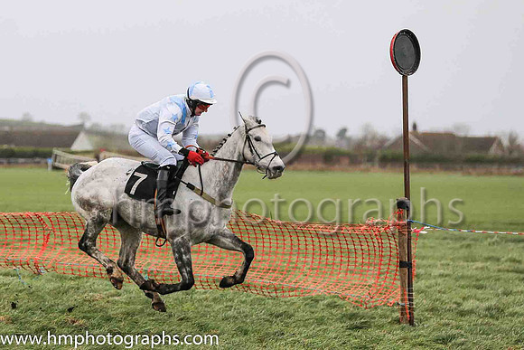 01st DENTO DES OBEAUX (FR) and Ross McLeigh ( 7 , WHITE,sky blue epaulettes; white sleeves,sky blue stars; white  sky blue qtd cap ) Trainer: C.A. McBratney,, Owner : Liam Gibney
