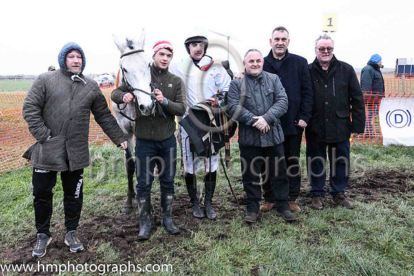 01st DENTO DES OBEAUX (FR) and Ross McLeigh ( 7 , WHITE,sky blue epaulettes; white sleeves,sky blue stars; white  sky blue qtd cap ) Trainer: C.A. McBratney,, Owner : Liam Gibney