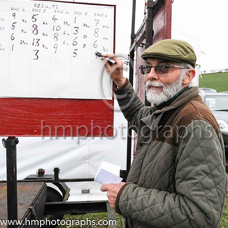 Hugh Ferguson updates the results board at the North Down Hunt CLub P1P at Kirkistown