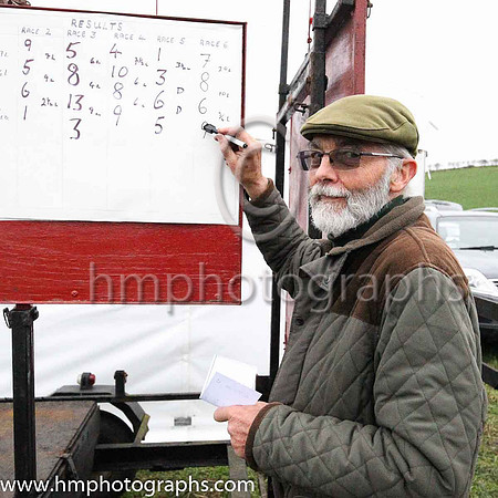 Hugh Ferguson updates the results board at the North Down Hunt lLub P2P at Kirkistown