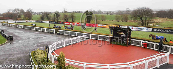 The parade ring and winners enclosure at Down Royal on Saint Patrick's Day 2020. Spectators wereexcluded because of COVID-19. RHI had banned spectators in a bid to control the spread of the virus.