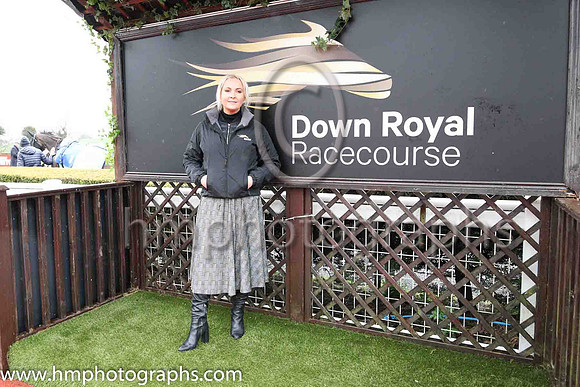 Emma Meehan , Chief executive of Down Royal Racecourse at the empty parade ring and winners enclosure at Down Royal on Saint Patrick's Day 2020. Spectators were excluded because of COVID-19. RHI had b