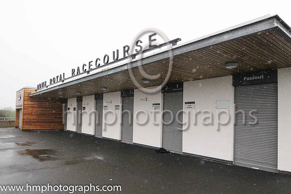 Locked entrances and turnstiles at Down Royal as Spectators were excluded from racing on Saint Patrick's Day 2020 because of the COVID-19 viriis.
