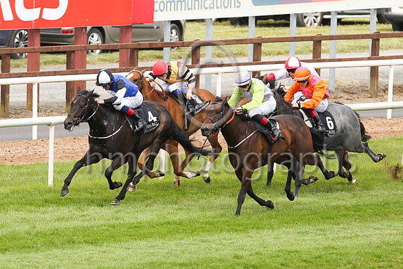 01st Chocquinto  and Sam Ewing 5 ( 7 , purple, light green braces ) Trainer - Miss H McLoughlin , Owner - Timothy Bourke