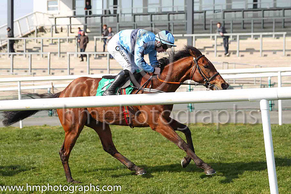 02nd Wajaaha and K J Brouder ( 11 , light blue, dark blue hoop ) Trainer - C Byrnes , Owner - P Acheson