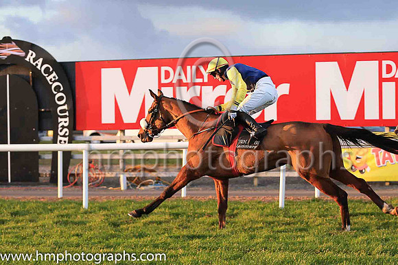 01st Runfordave and Mr L J McGuinness ( 6 , dark blue, yellow diamond ) Trainer - G Elliott , Owner - Mrs P Sloan