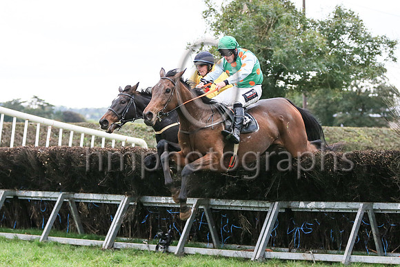01st GALIA DES LITEAUX (FR) and R James ( 8 , EMERALD GREEN,orange spots; white sleeves,orange spots; emerald green cap ) Trainer: Donnchadh Doyle,, Owner : Syndicate Monbeg