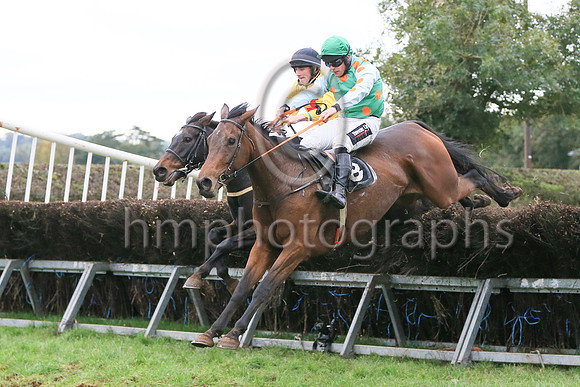 01st GALIA DES LITEAUX (FR) and R James ( 8 , EMERALD GREEN,orange spots; white sleeves,orange spots; emerald green cap ) Trainer: Donnchadh Doyle,, Owner : Syndicate Monbeg