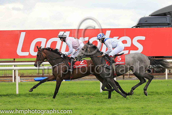 07th Shoe String and Miss A Corrado ( 5 , white, blue chevron ) Trainer - J M Barrett , Owner - P G C Syndicate