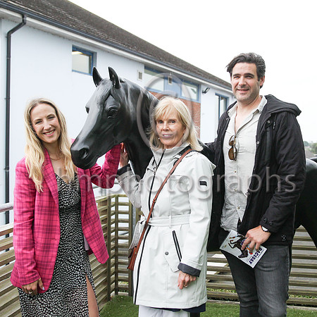 Helen Black , home from Australia on holiday and her Mother Stephanie Bell and Nick Carstein at Down Royal on 2nd September 2022. Nick trains horses in Australia.