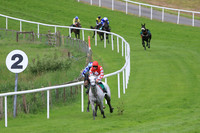 Race 1 winner - Roaring Potter ridden by Shane Fitzgerald in red colours with white diamond, number 1