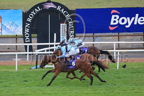 01st Pub Talk (6 , light blue, dark blue hoop ) Jockey: C T Keane , Trainer: Noel Meade