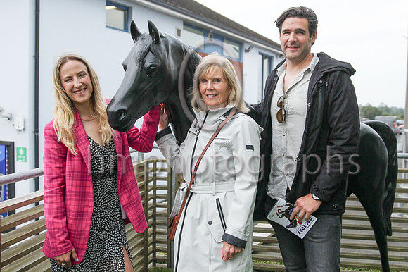 Helen Black , home from Australia on holiday and her Mother Stephanie Bell and Nick Carstein at Down Royal on 2nd September 2022. Nick trains horses in Australia.