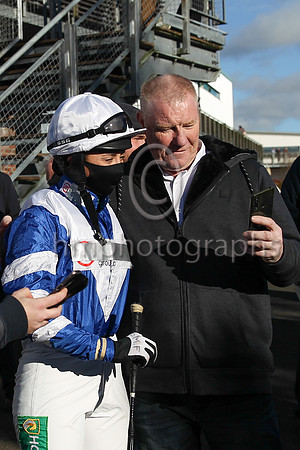 Bryony Frost in a selfie with a spectator at Down Royal on 30 th October 2021