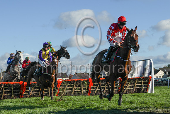 01st Mighty Potter and J W Kennedy ( 15 , red, white diamond ) Trainer - G Elliott , Owner - Caldwell Construction Ltd