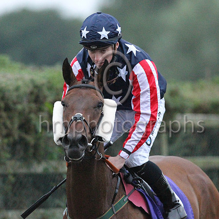 01st Trump Card and S M Crosse ( 6 , Dark blue, white stars ) Trainer - C ODwyer , Owner - Trump Syndicate