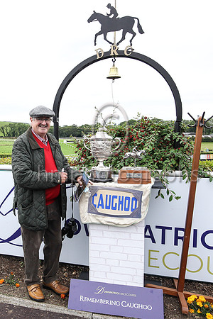 Frankie Fitzsimmons withthe Caughoo Perperual Trophy at Down Racecourse on 30th August 2021