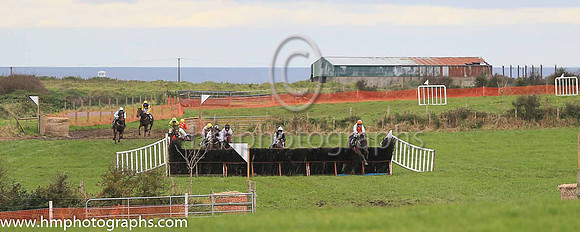 Racing at the penultimate fence in the Dennison Commercials maiden race for 4 year olds at Portruxh P2P