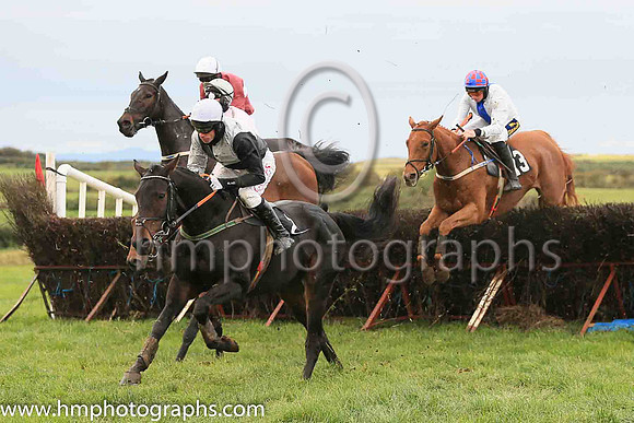 06th LASPARAS (FR) and J J Codd ( 13 ,Antrim (H)- WHITE,blue panel; white sleeves; blue  red check cap ) Trainer: Jamie A. Sloan,, Owner : Ferguson, Mrs J.K.