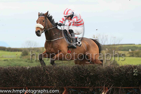 05th LIKE A DEMON (GB) and P C Bannon ( 5 , WHITE,red chevrons; white sleeves,red chevrons; white  red striped cap ) Trainer: Nigel Slevin,, Owner : Camillus Slevin