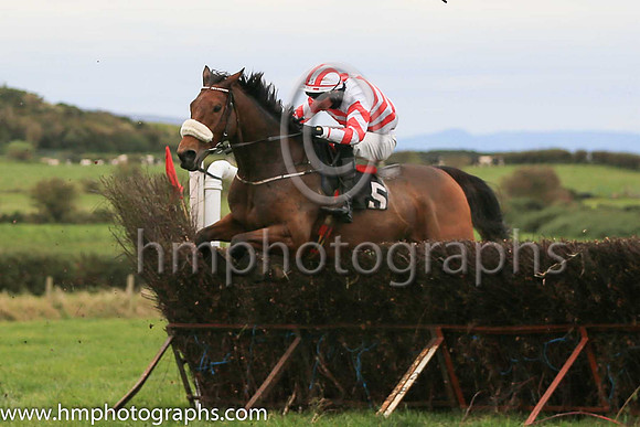 05th LIKE A DEMON (GB) and P C Bannon ( 5 , WHITE,red chevrons; white sleeves,red chevrons; white  red striped cap ) Trainer: Nigel Slevin,, Owner : Camillus Slevin