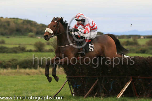 05th LIKE A DEMON (GB) and P C Bannon ( 5 , WHITE,red chevrons; white sleeves,red chevrons; white  red striped cap ) Trainer: Nigel Slevin,, Owner : Camillus Slevin