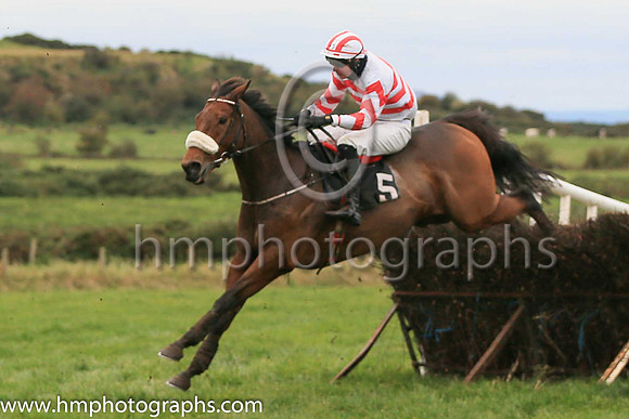 05th LIKE A DEMON (GB) and P C Bannon ( 5 , WHITE,red chevrons; white sleeves,red chevrons; white  red striped cap ) Trainer: Nigel Slevin,, Owner : Camillus Slevin