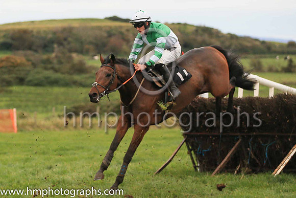 02nd OUTSIDE THE RING and O M'Gill ( 11 , GREEN  WHITE QTD; green  white hooped sleeves; white cap,green star ) Trainer: Neil McKnight,, Owner : Christine McKnight