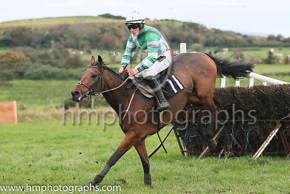 02nd OUTSIDE THE RING and O M'Gill ( 11 , GREEN  WHITE QTD; green  white hooped sleeves; white cap,green star ) Trainer: Neil McKnight,, Owner : Christine McKnight