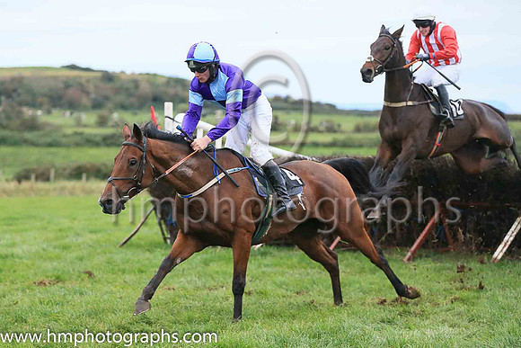 04th BALLYEARL and M J Sweeney ( 4 , PURPLE  LIGHT BLUE QTD; purple sleeves,light blue armlet; purple  light blue qtd cap ) Trainer: Caroline McCaldin,, Owner : Alan McCaldin