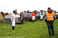 Turf club official Frankie Fitzsimmons briefing jockeys before the start of Portrush P2P