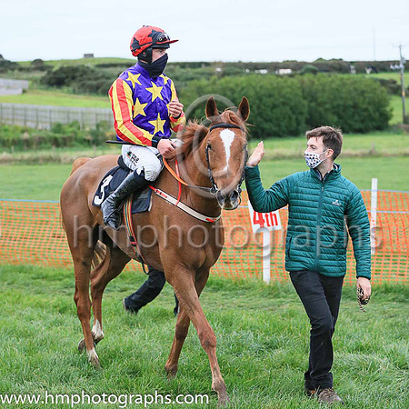 01st ASK D' MAN and B O'Neill ( 3 , LIGHT BLUE,maroon star; light blue  maroon striped sleeves; light blue cap,maroon star ) Trainer: D.M. Christie,, Owner : S.J. Hegarty
