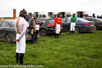 Turf club official Frankie Fitzsimmons briefing jockeys before the start of Portrush P2P