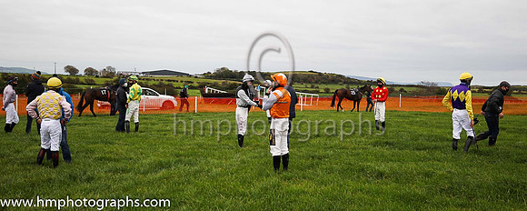 Riders in the parade ring at Portrush P2P