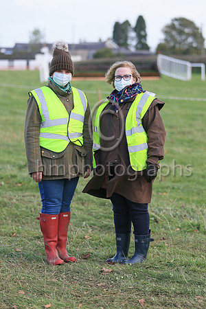 Pamela and Sarah Minford, wife and daughter of East Antrim Hunt Master John Minford on COVID-19 Liaison Duty at Loughanmore Point to Point