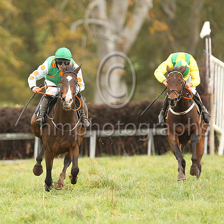 01st OUR SURPRISE and R James ( 7 , EMERALD GREEN,orange spots; white sleeves,orange spots; emerald green cap ) Trainer: Donnchadh Doyle,, Owner : Syndicate Monbeg