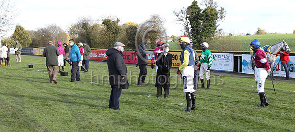 The parade ring before the Ladbrookes Champion Steeplechase at Down Royal on 31st October 2020