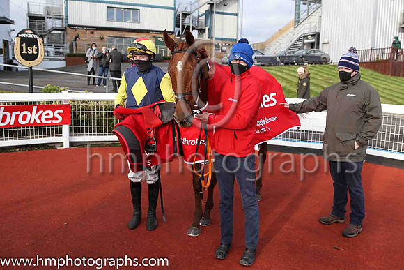 01st The Storyteller and K M Donoghue ( 8 , dark blue, yellow diamond ) Trainer - G Elliott , Owner - Mrs P Sloan
