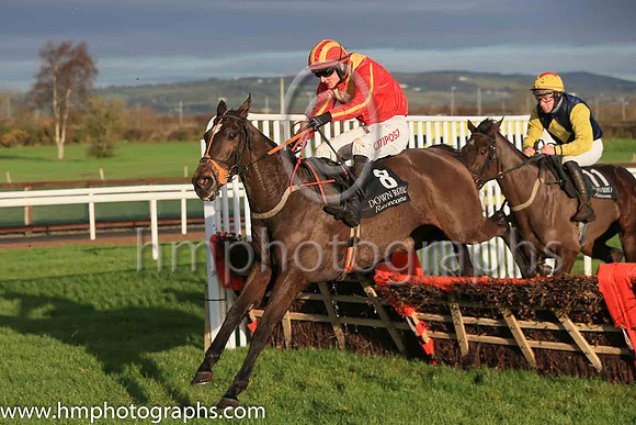 08th Hungry Tiger and D E Mullins ( 8 , red, yellow chevron ) Trainer - P Griffin , Owner - Plumbers  Oil Rig Partnership